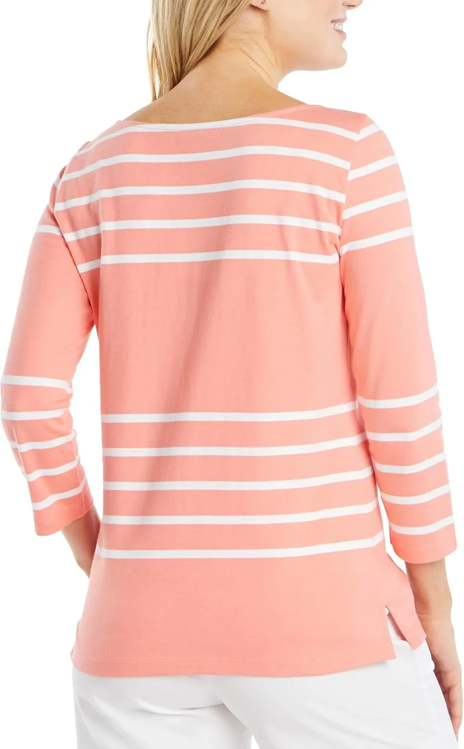 Nautica Women's Boatneck 3/4 Sleeve 100% Cotton Shirt
