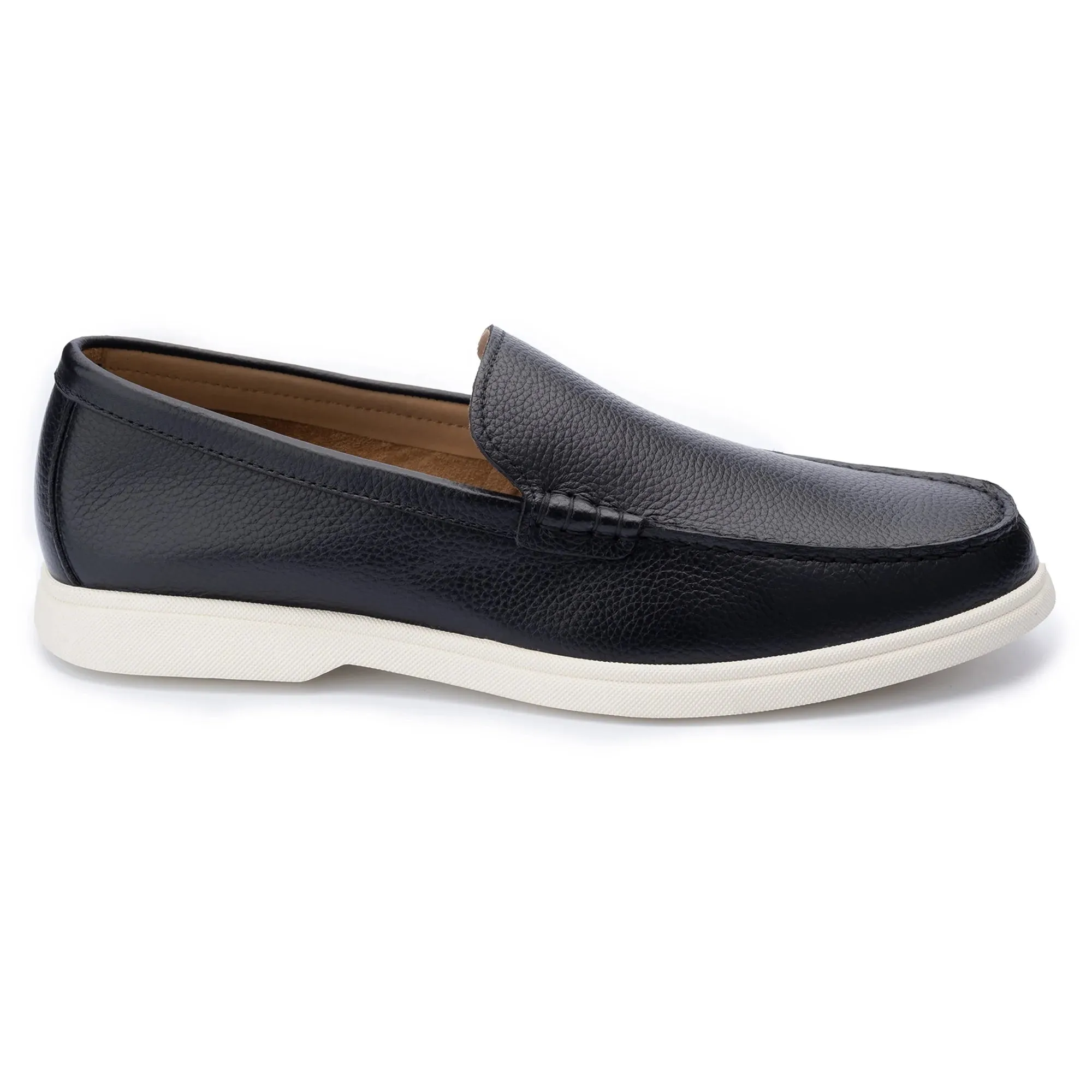 Navy Grain Leather Loafers