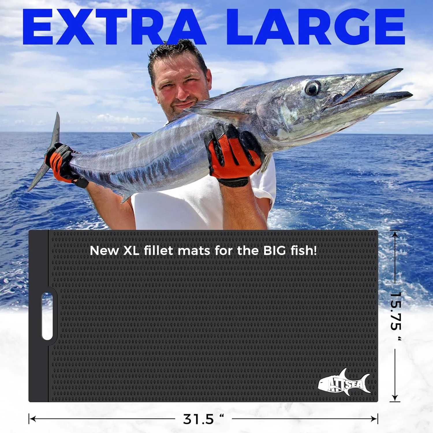 Non-Slip Fish Fillet Mat Regular L Size 23.5" x 15.75" ! for The Big Fish Stainless Fish Scaler Included (Black, Regular Large)