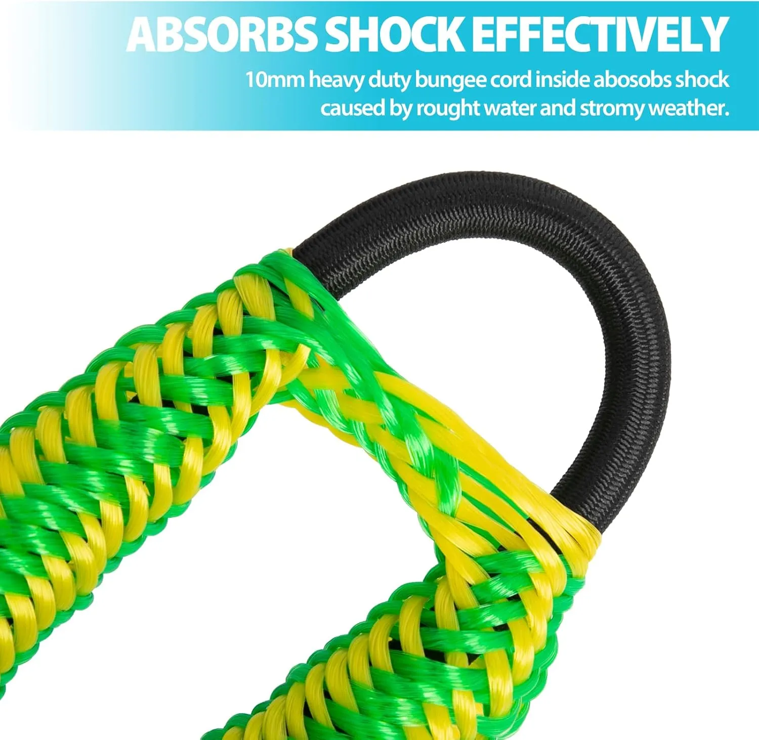 Obcursco Bungee Dock Lines for Boat, Docking Rope with 316 Stainless Steel Clips, Accessories for Jet Ski, PWC, SeaDoo, Yamaha WaveRunner, Marine, Kayak, Pontoon, Sets of Two(4ft & 6ft) (Green/Yellow)