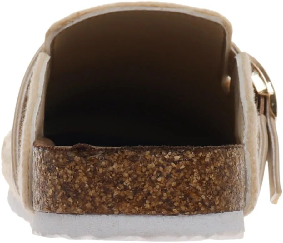 OUTWOODS Women Closed Toe Mules Slip-On Buckle Clog with Cork Footbed Slide Shoes