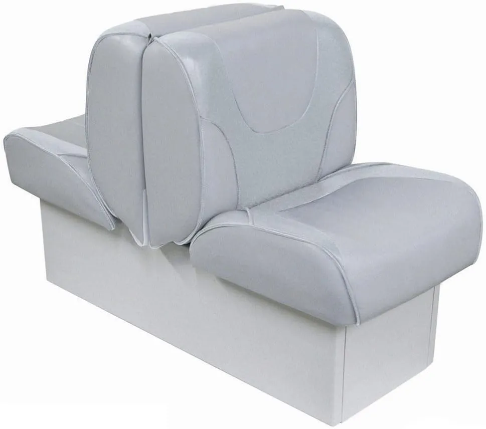 Overton's Deluxe Back-to-Back Lounge Boat Seat – Marine-Grade Vinyl, High-Density Foam, UV-Resistant, Built-In Storage, 10" Base, Reclines to 65"