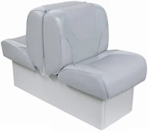 Overton's Deluxe Back-to-Back Lounge Boat Seat – Marine-Grade Vinyl, High-Density Foam, UV-Resistant, Built-In Storage, 10" Base, Reclines to 65"