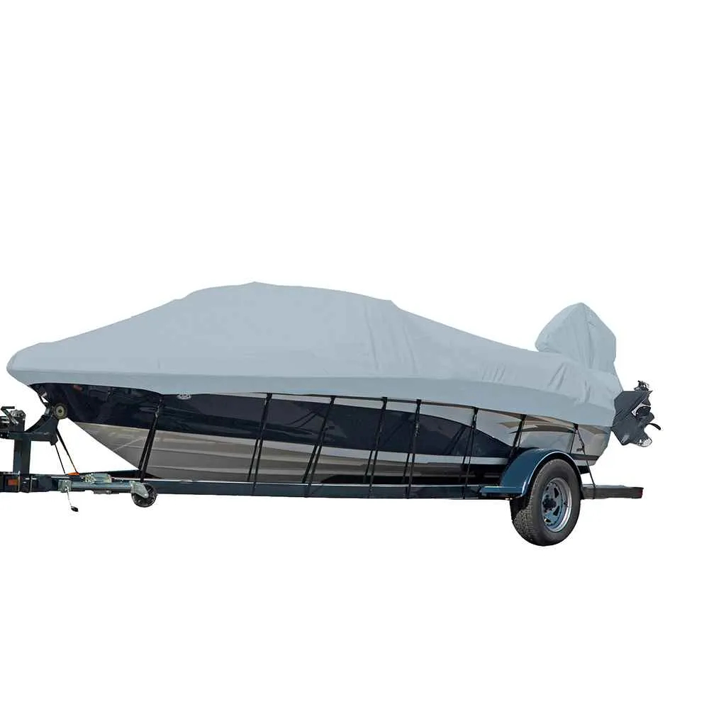Performance Poly-Guard Styled-to-Fit Boat Cover f/20.5' V-Hull Runabout Boats w/Windshield & Hand/Bow Rails - Grey