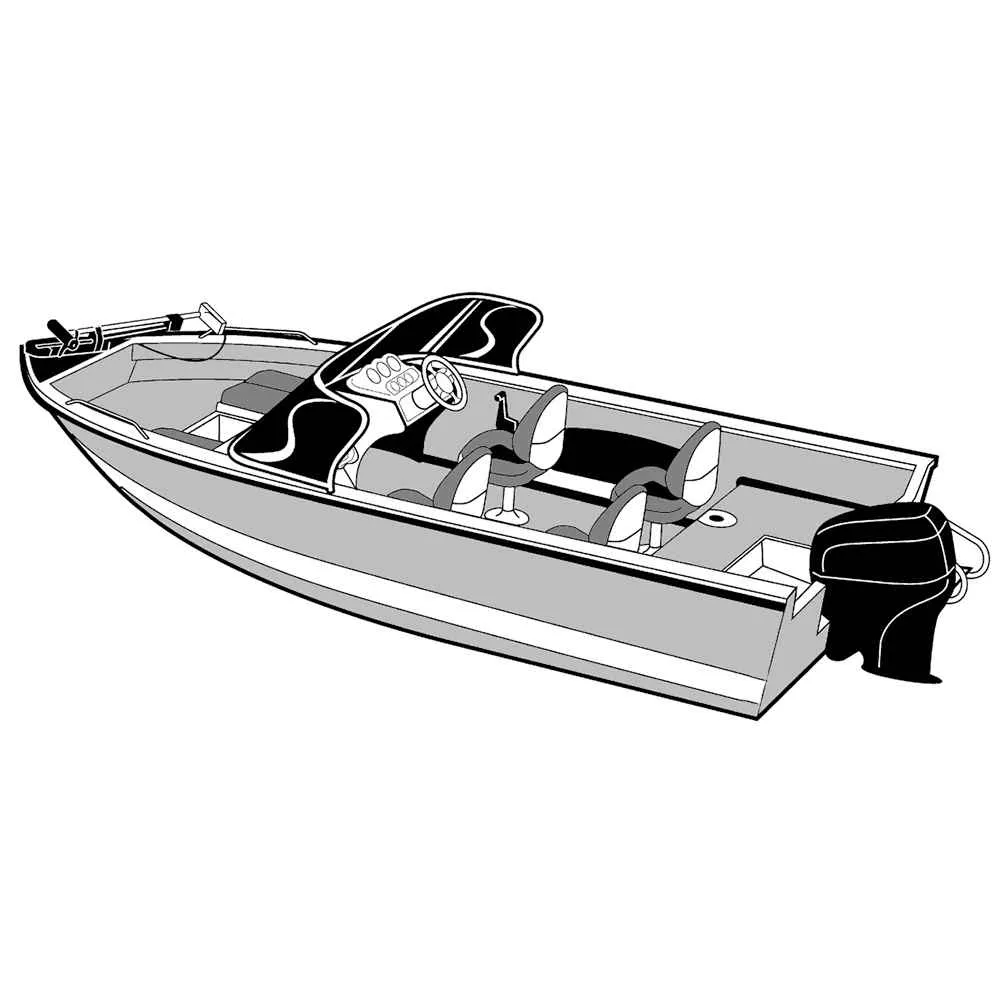 Performance Poly-Guard Wide Series Styled-to-Fit Boat Cover f/17.5' Aluminum V-Hull Boats w/Walk-Thru Windshield - Grey