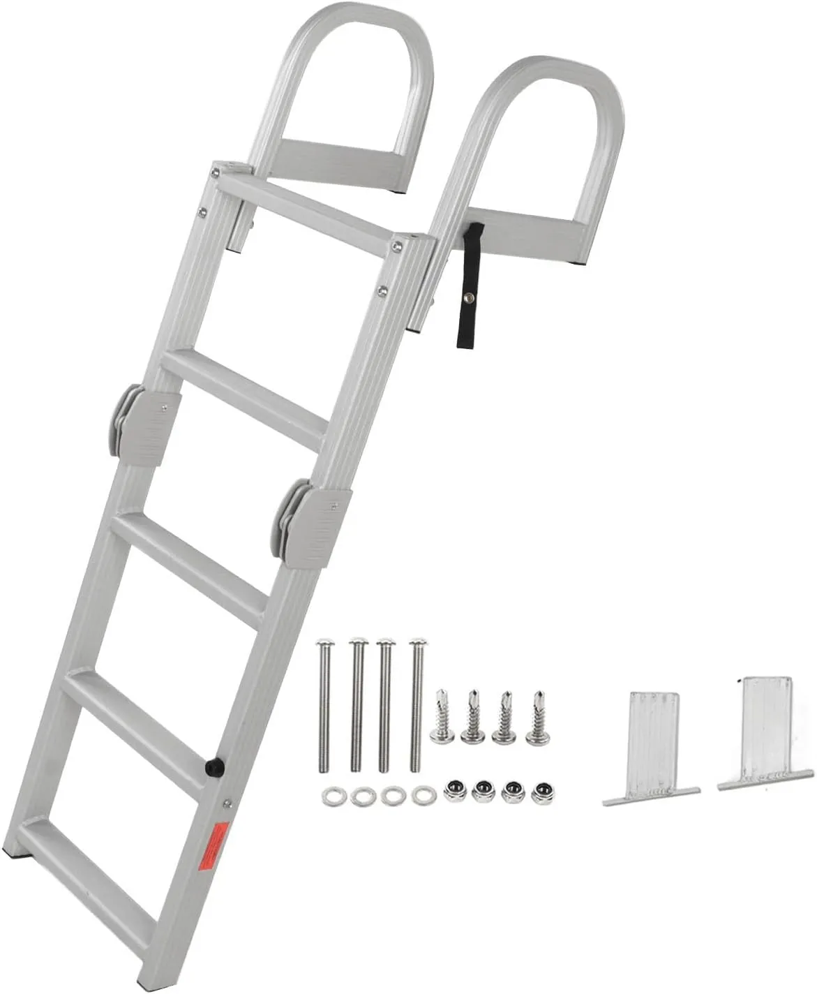 Pilipane 5 Steps Pontoon Boat Ladder, Premium Aluminum Boat Folding Ladder, Folding Telescoping Rear Entry Inboard Ladder 200KG Load Capacity, Ideal for Marine Pontoon Use