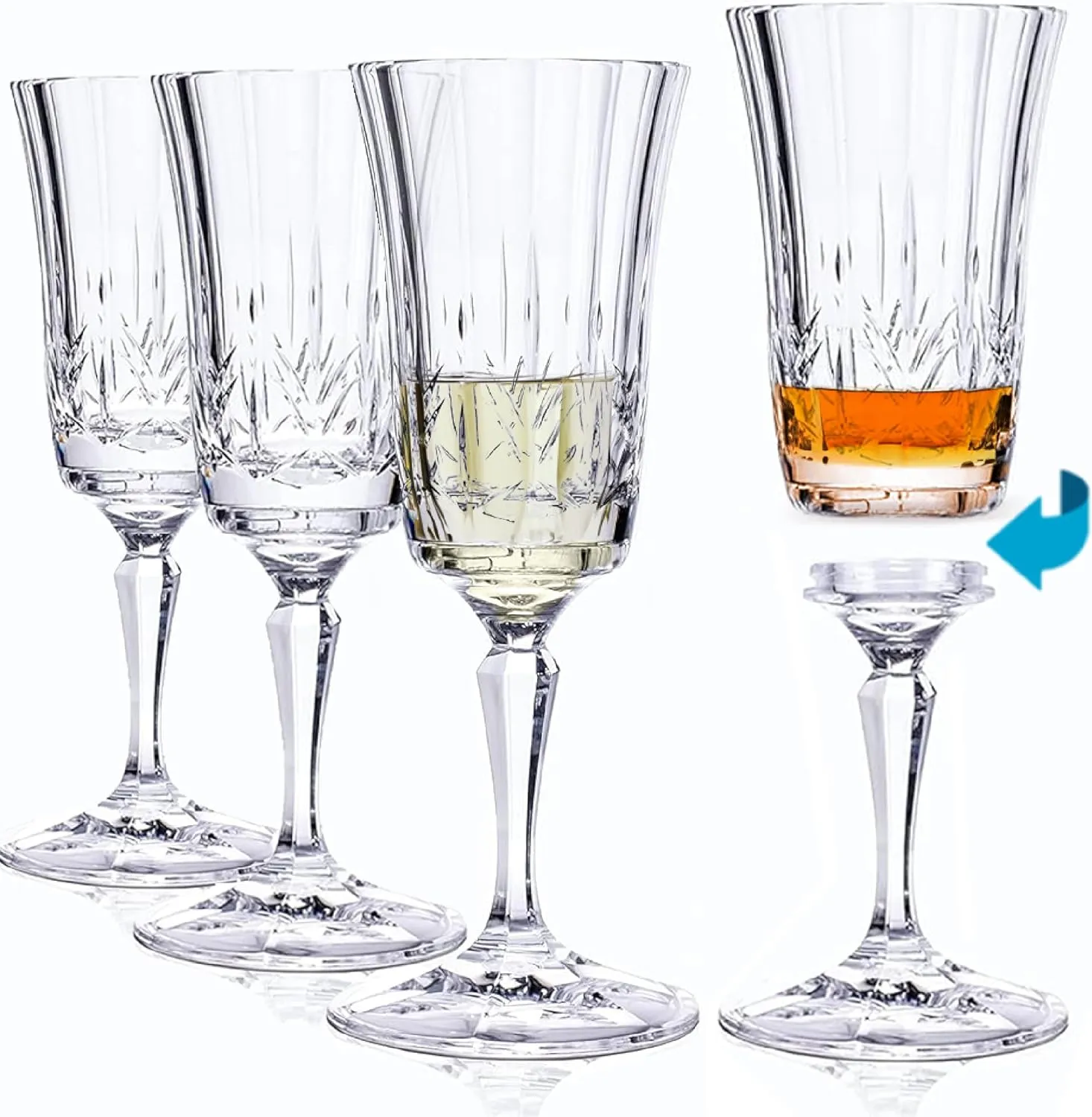 Plastic Wine Glasses with Twist Off Stem- 10 oz 'Brighton' Detachable Stemmed Wine Glass - BPA-Free Plastic Cocktail Glasses - Wind Resistant Outdoor Glasses - Set of 4