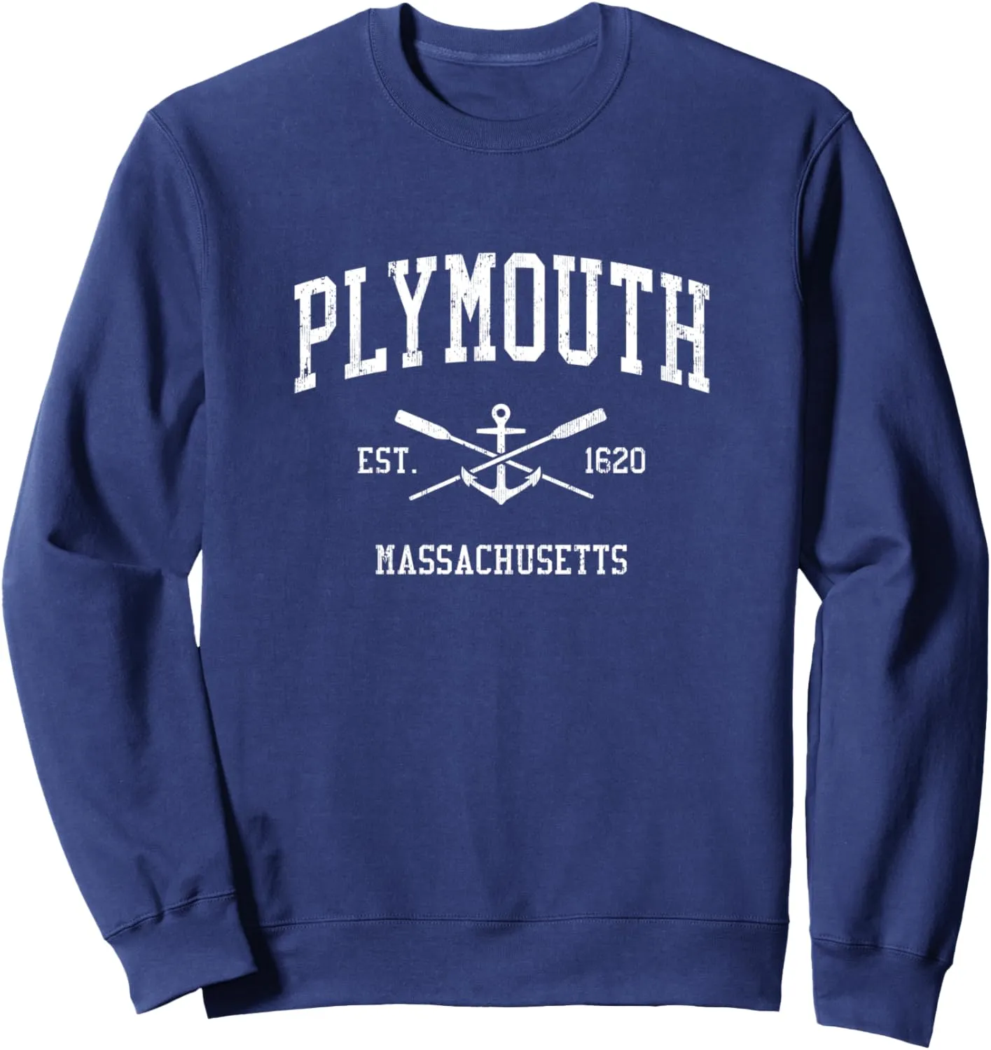 Plymouth MA Vintage Crossed Oars & Boat Anchor Sports Sweatshirt