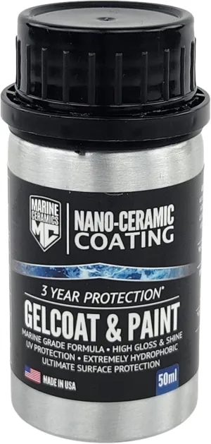 Professional Gelcoat & Paint Ceramic Coating (50ml) / 3-Year Superior Protection / 2-3x Thicker & More Durable / 1 Coat Application, Quick & Easy/High Gloss, UV & Salt Defense