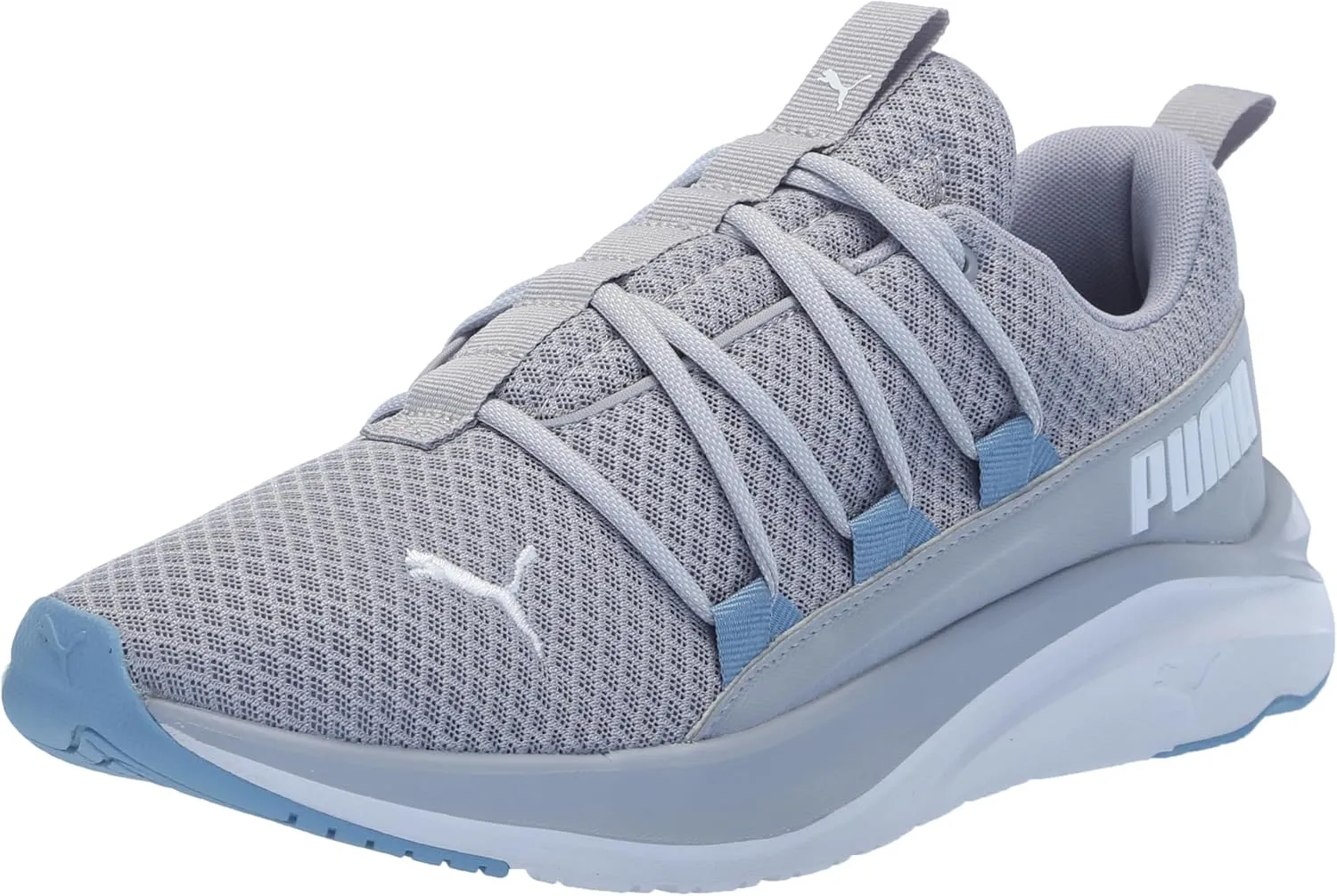 PUMA Mens Softride One4all Cross Trainer, Gray Fog Mens White-Zen Blue, 9.5
