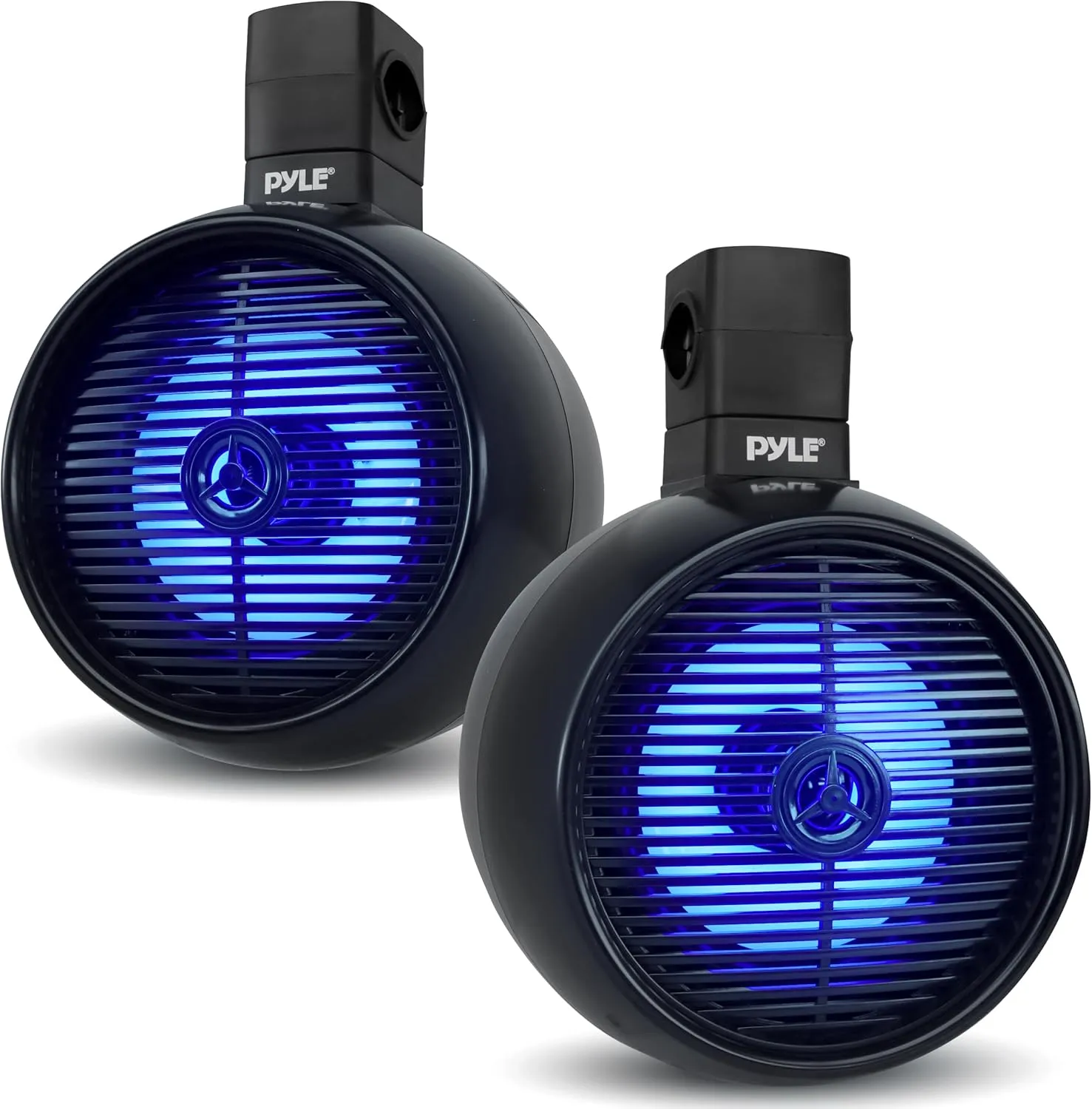Pyle 8" Marine Speaker, Waterproof 2-Way Mini Box Speaker with LED Lights, Boat Mounting Brackets, Full Range Sound, Heavy Duty ABS Housing, Perfect Bluetooth Boat Speakers for Indoor/Outdoor Use