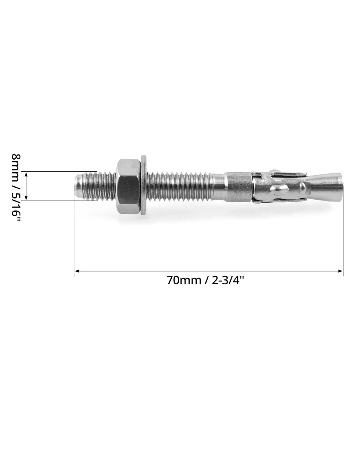 QWORK 20 Pack 5/16" X 2-3/4" 316 Stainless Steel Wedge Anchor for Office, Garage, Marine