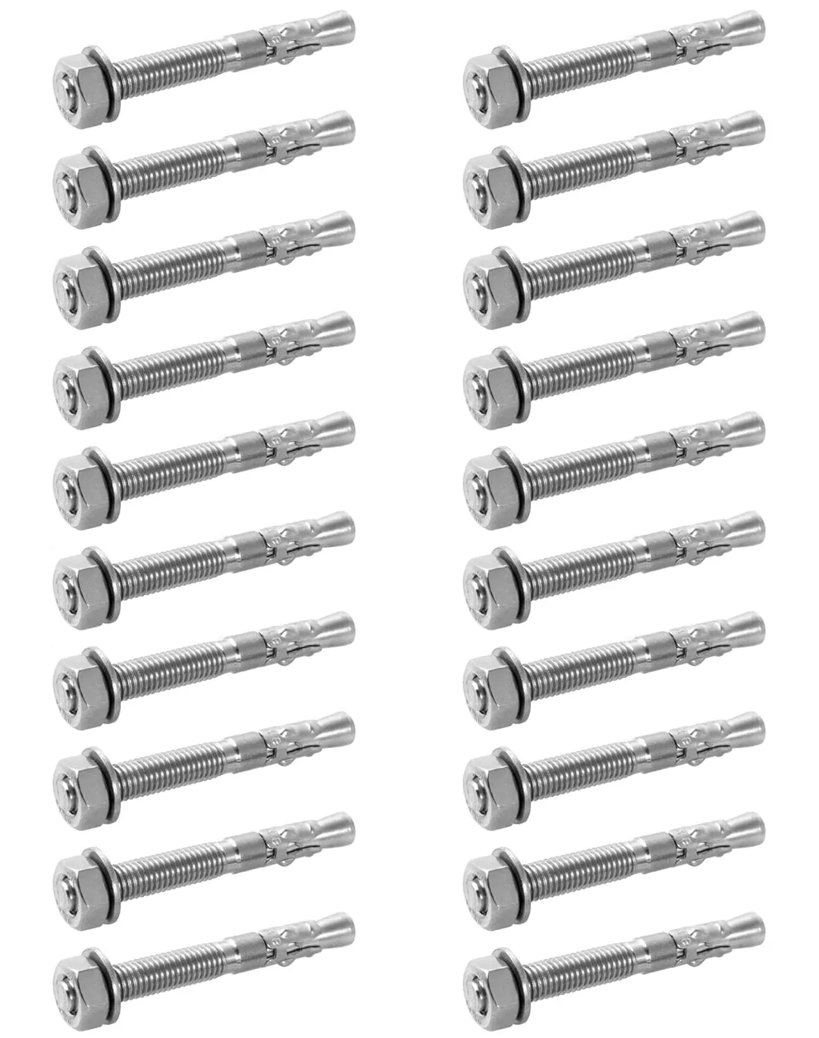 QWORK 20 Pack 5/16" X 2-3/4" 316 Stainless Steel Wedge Anchor for Office, Garage, Marine
