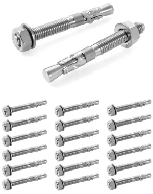 QWORK 20 Pack 5/16" X 2-3/4" 316 Stainless Steel Wedge Anchor for Office, Garage, Marine