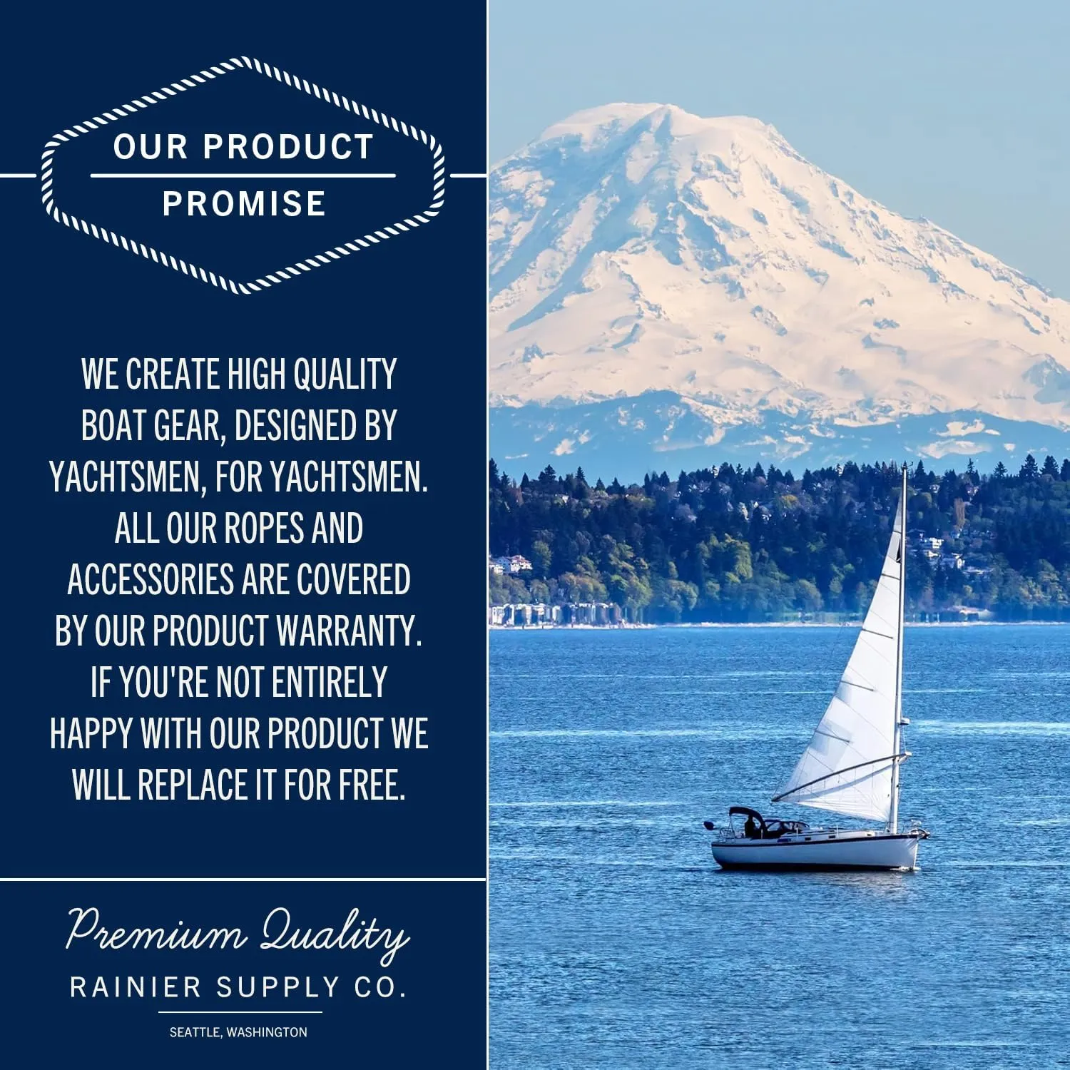 RainierSupplyCo Dock Lines - Boat Rope for Docking with Loop - 50 ft x 3/4 Inch Premium Double Braided Nylon Marine Rope - Mooring Line with 18" Eyelet - Boat Accessories - Black