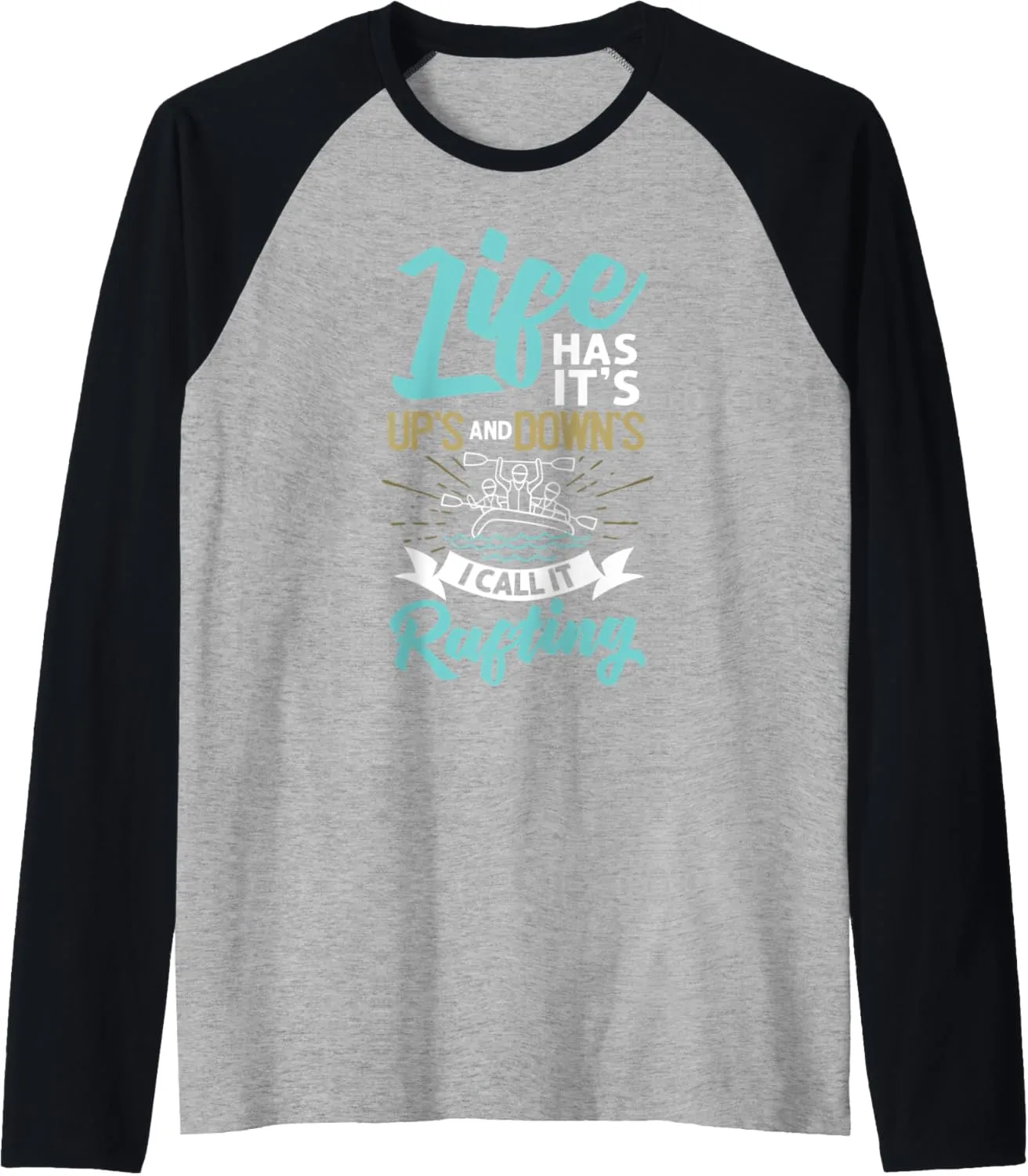 River Boat Grand Canyon Water Paddle Raglan Baseball Tee