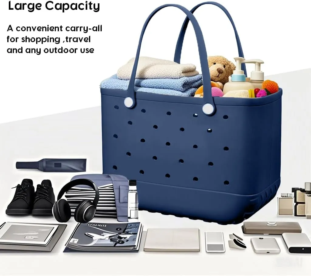 Rubber Beach Bag Waterproof Washable Tip-Proof Durable Tote Bag for Beach Pool Sports Modern Versatile Rubber Tote