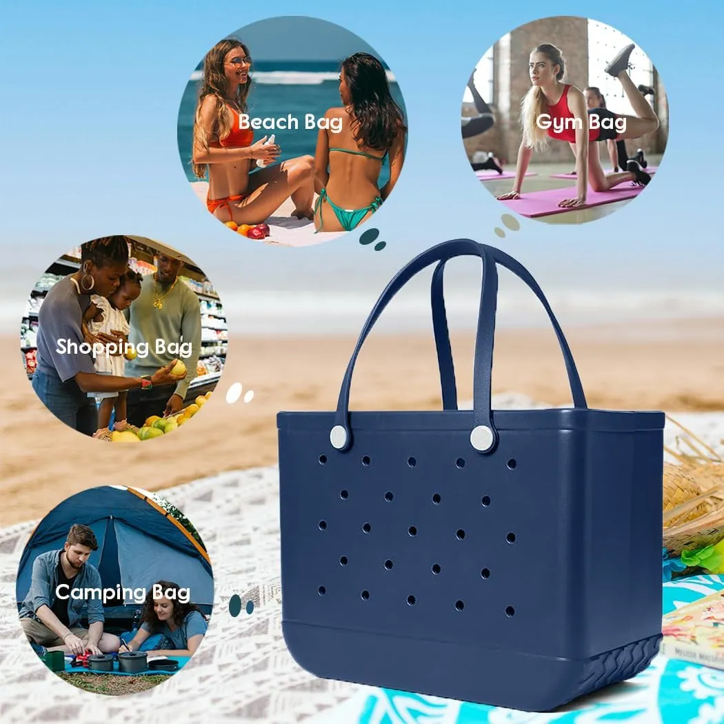 Rubber Beach Bag Waterproof Washable Tip-Proof Durable Tote Bag for Beach Pool Sports Modern Versatile Rubber Tote