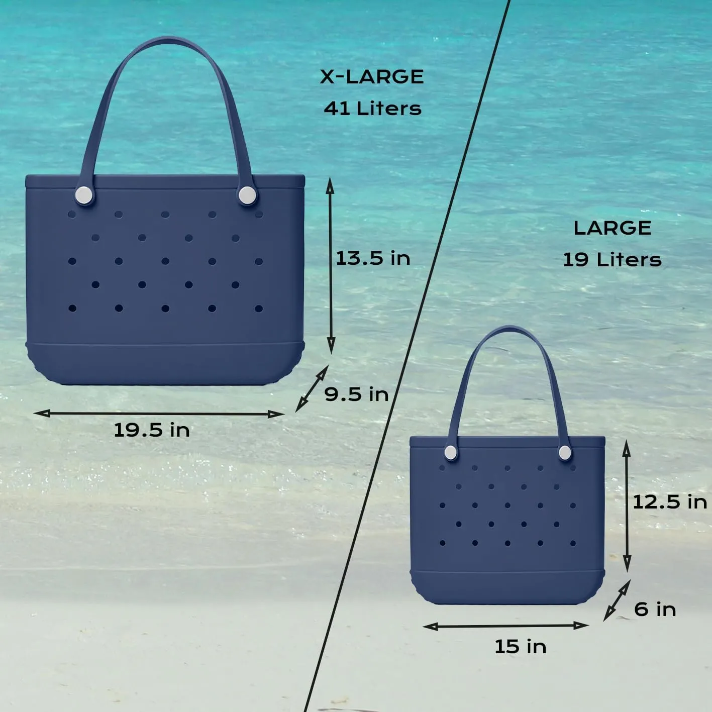 Rubber Beach Bag Waterproof Washable Tip-Proof Durable Tote Bag for Beach Pool Sports Modern Versatile Rubber Tote