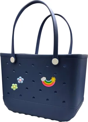 Rubber Beach Bag Waterproof Washable Tip-Proof Durable Tote Bag for Beach Pool Sports Modern Versatile Rubber Tote
