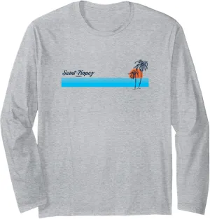 Saint-Tropez Vintage 70s Palm Trees Design Long Sleeve T-Shirt