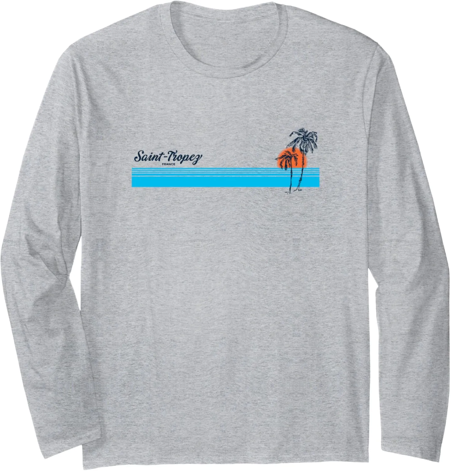 Saint-Tropez Vintage 70s Palm Trees Design Long Sleeve T-Shirt