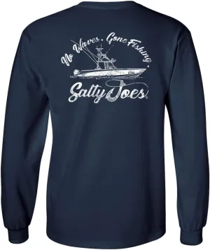 SALTY JOES Men's Fishing Boat Logo Heavy Long Sleeve Tees