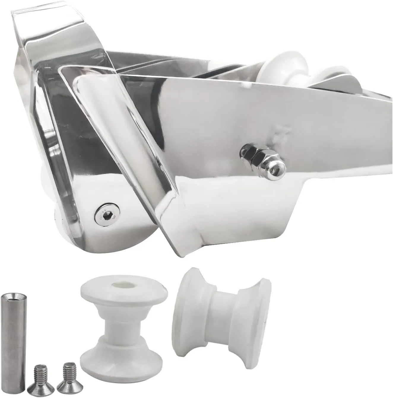 SHENGHUISS 316 Stainless Steel Hinged Self Launching Bow Anchor Roller with pivoting Dual-Roller Anchor Pivoting Head Bow Rollers for Boats