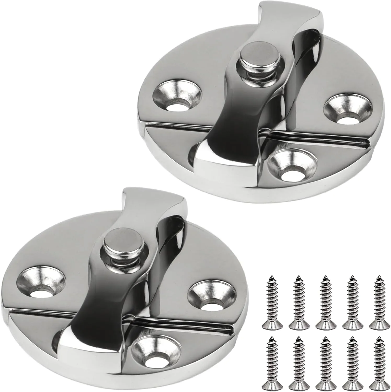 SHENGHUISS Boat Door Latch 316 Stainless Steel Rotate Latch Lock Round Turn Button Catch Marine Grade for Boat Yacht Door Cabinet Hatchway