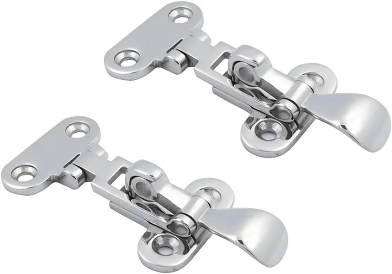 Ship Fittings Deck Lock Hasp 316 Stainless Steel Lockable Hold Down Clamp Latch Fastener Mirror Polish for Marine Boat Marine Hardware(110mm-1PCS)