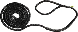 Shockline 5/8 Inch Dock Line with Integrated Shock Absorber, Double Braided, Polyester, 15, 25, 35 FT, Hand Spliced 12" Eye, Black
