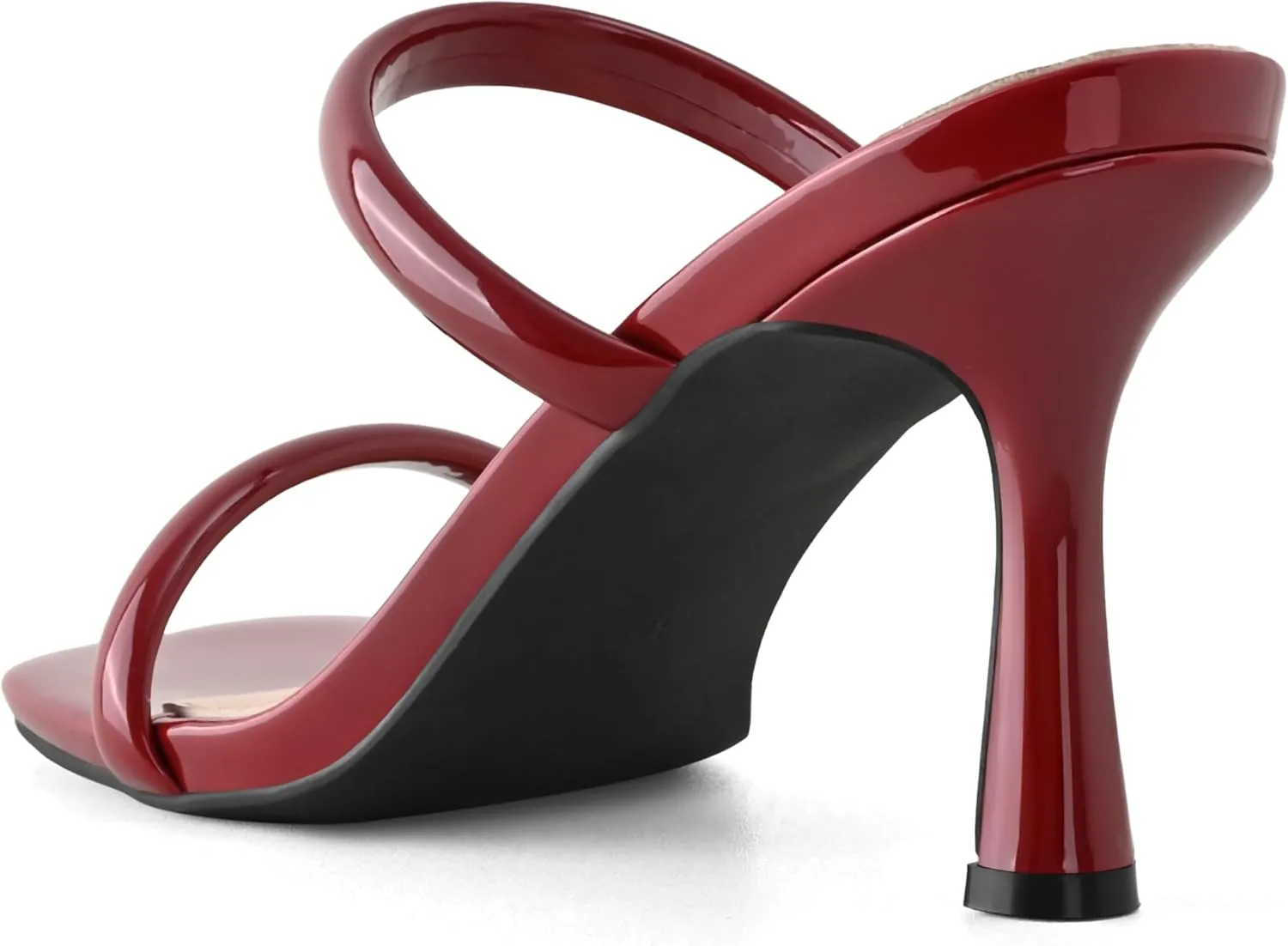 Shoe'N Tale Women's Strappy Heels Kitten Heeled Mules Two Straps Square Open Toe Slip On Sandals