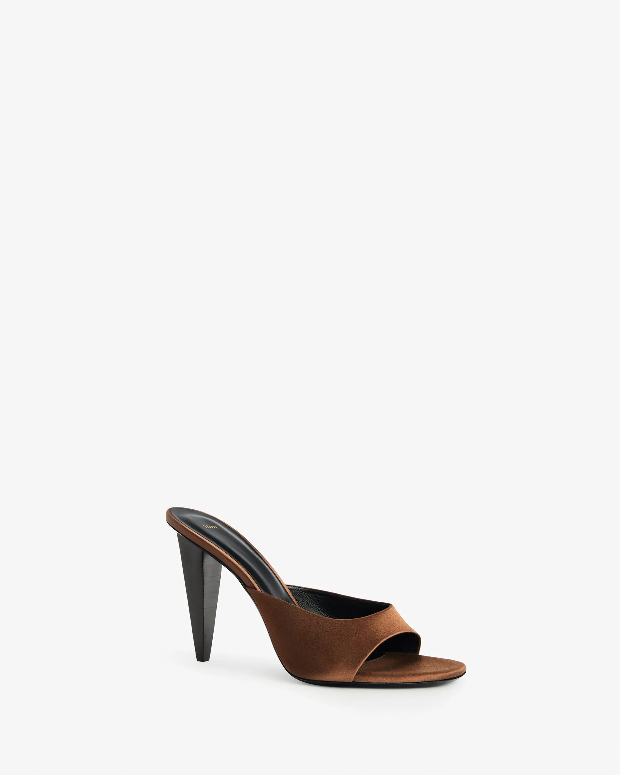 Sky Mule in Brown Silk Satin