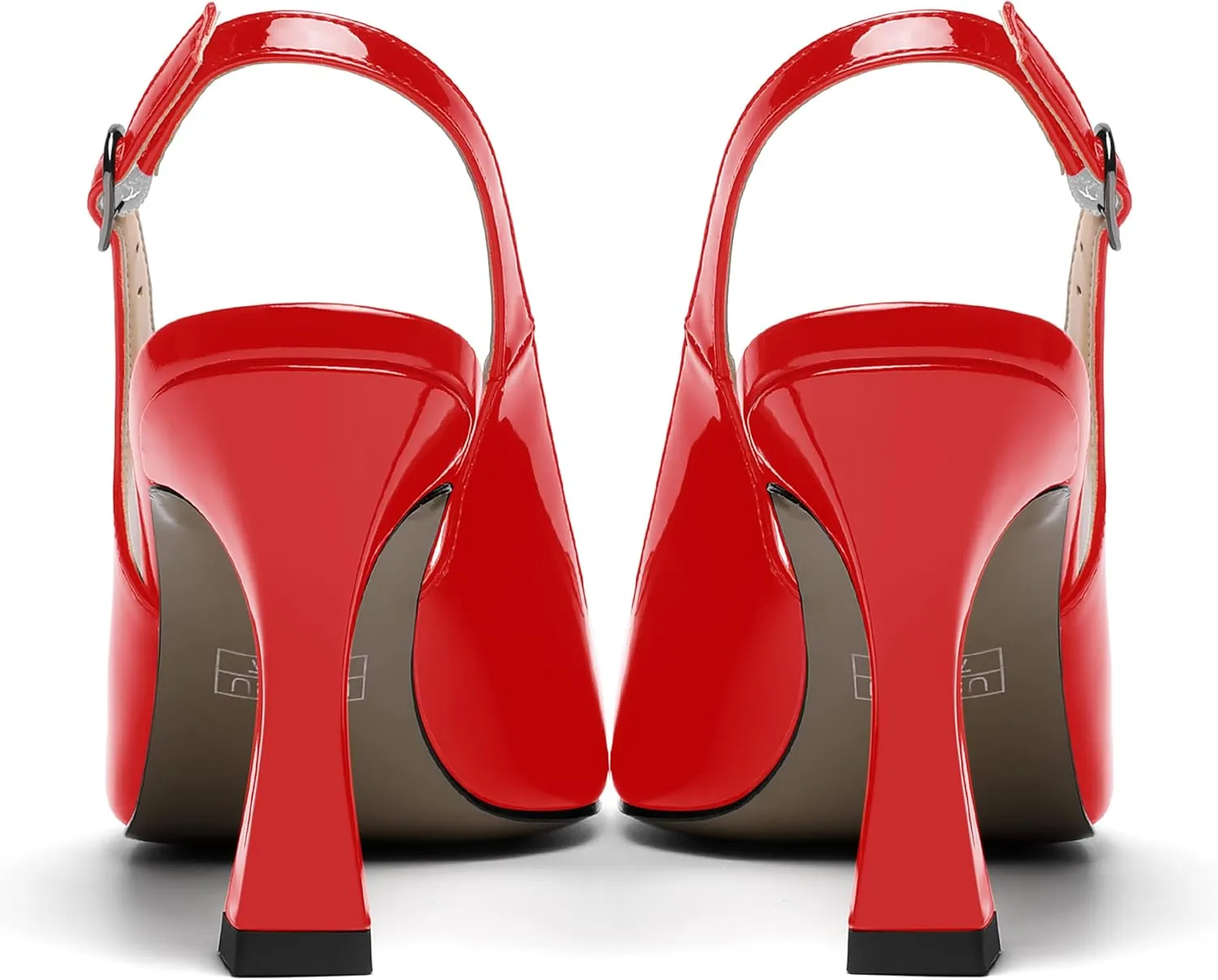 SKYSTERRY Womens Buckle Solid Wedding Peep Toe Patent Cute Slingback Spool High Heel Pumps Shoes 3.3 Inch