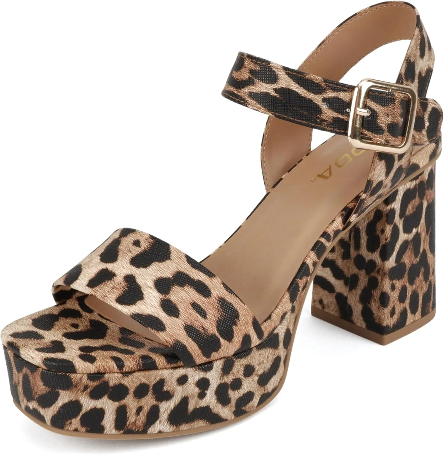 Soda “MACEY” ~ Women Open Square Toe Single Band High Heel Platform Dress Sandal with Adjustable Ankle Strap