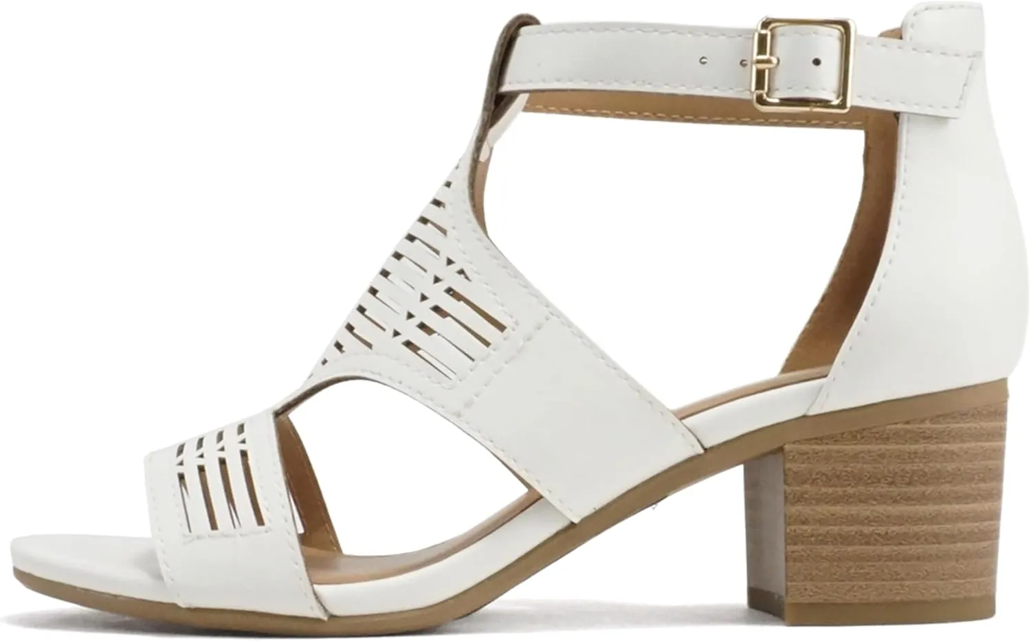 Soda “Norway” ~ Women Open Toe Closed Back Counter Cutout Upper Low Block Heel Sandal with Adjustable Ankle Strap