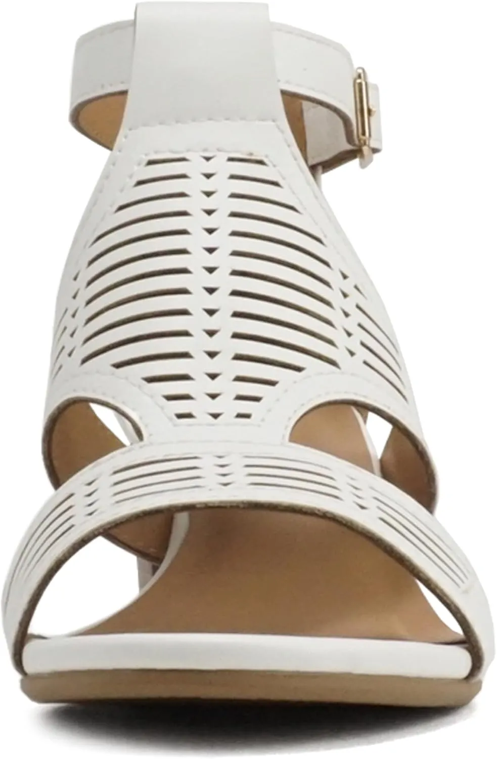 Soda “Norway” ~ Women Open Toe Closed Back Counter Cutout Upper Low Block Heel Sandal with Adjustable Ankle Strap