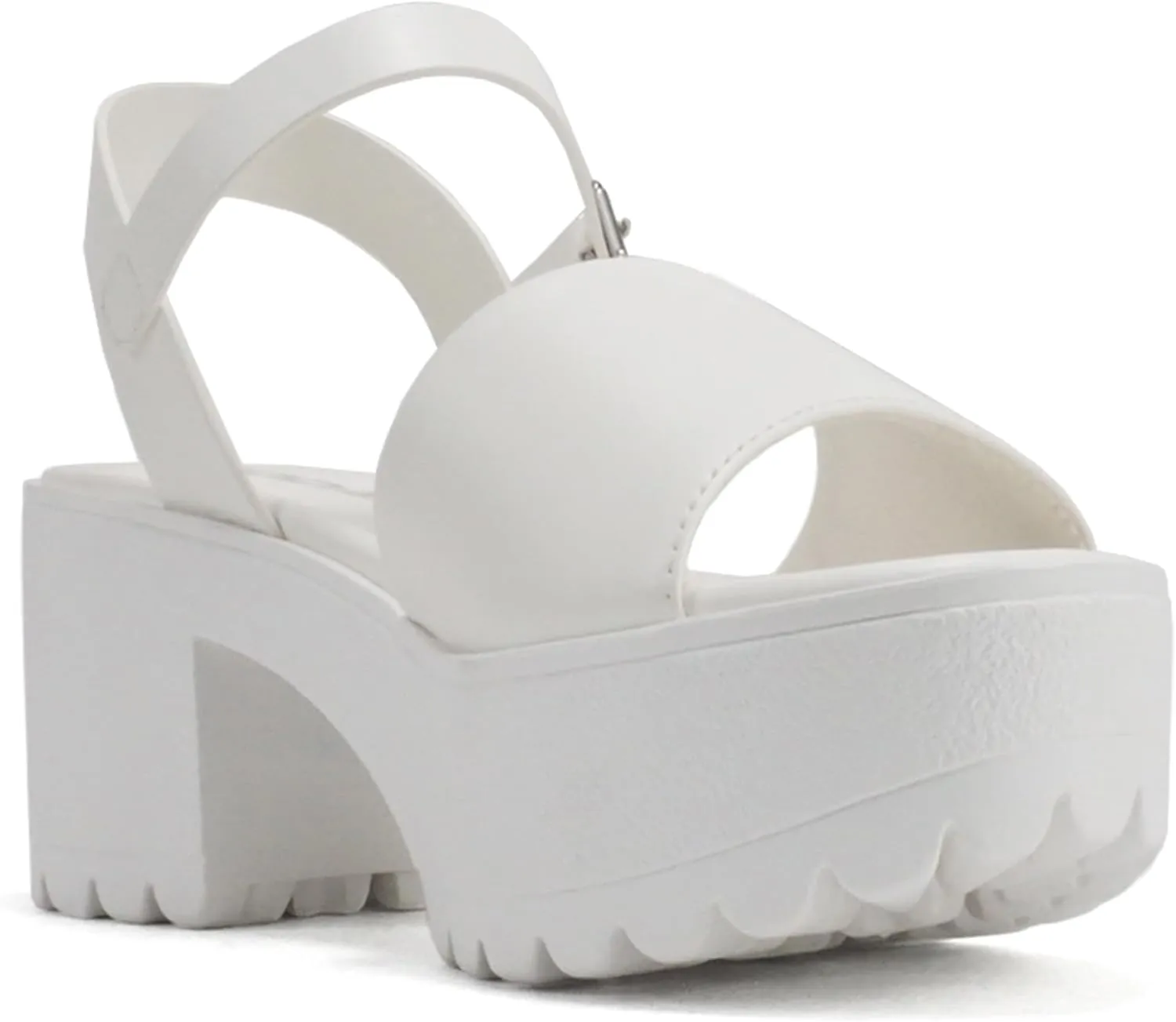 Soda “Stacie” ~ Women Open Toe Lug Sole Mid Block Heeled Sandals with Adjustable Ankle Strap