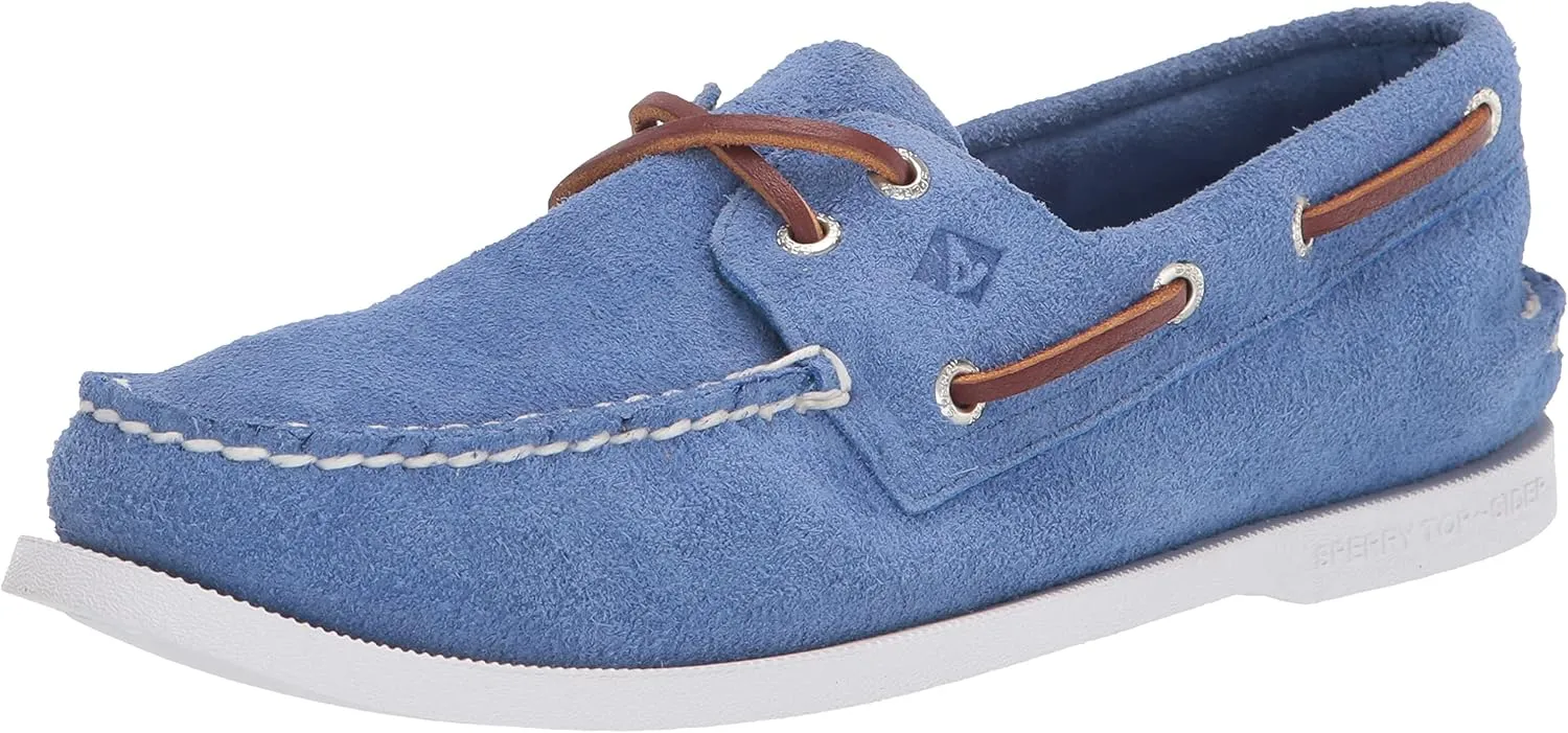 Sperry mens Authentic Original 2-eye Boat Shoe, Blue Suede, 8 US