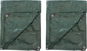 Stansport Medium-Duty Rip-Stop Tarp 10' x 12' - Dark Green - 2 Pack