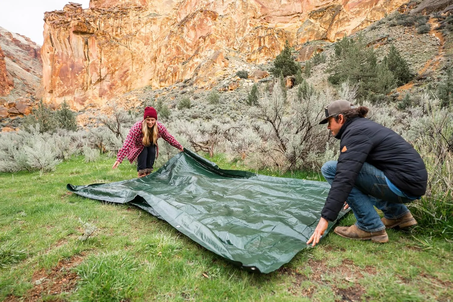 Stansport Medium-Duty Rip-Stop Tarp 10' x 12' - Dark Green - 2 Pack
