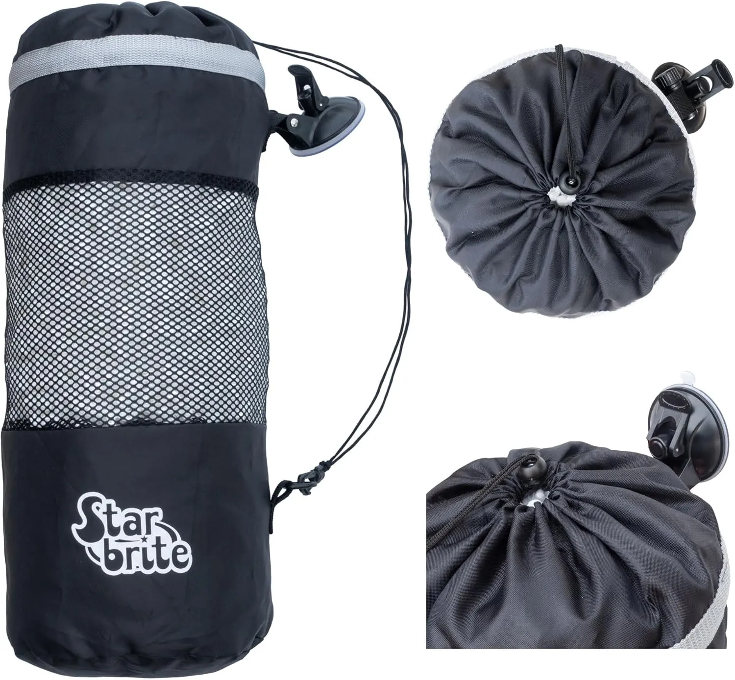 STAR BRITE Mesh Trash Bag with Locking Suction Cup & Litter Guard Cinch Tie - for Boats, RVs, Gold Carts, & Outdoor Adventures - Durable & Washable, 5 Gallon Capacity (52074)…