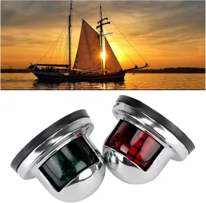 Stern Light Boat Anchor Light 2pcs Stainless Steel Warning Signal Light for Marine Yacht Sailing Lamp Waterproof Red Green LED Navigation Lights Industry Leading Optical Design