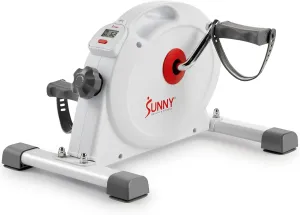 Sunny Health & Fitness Smart Mini Pedal Exerciser, Under Desk Bike/Elliptical for Home Workout & Cycle Cardio Training, Free SunnyFit App Link, Optional in Color, Mat/Workout Bands or Steel Stabilizer