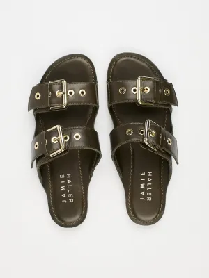 The Double Buckle Slide in Olive