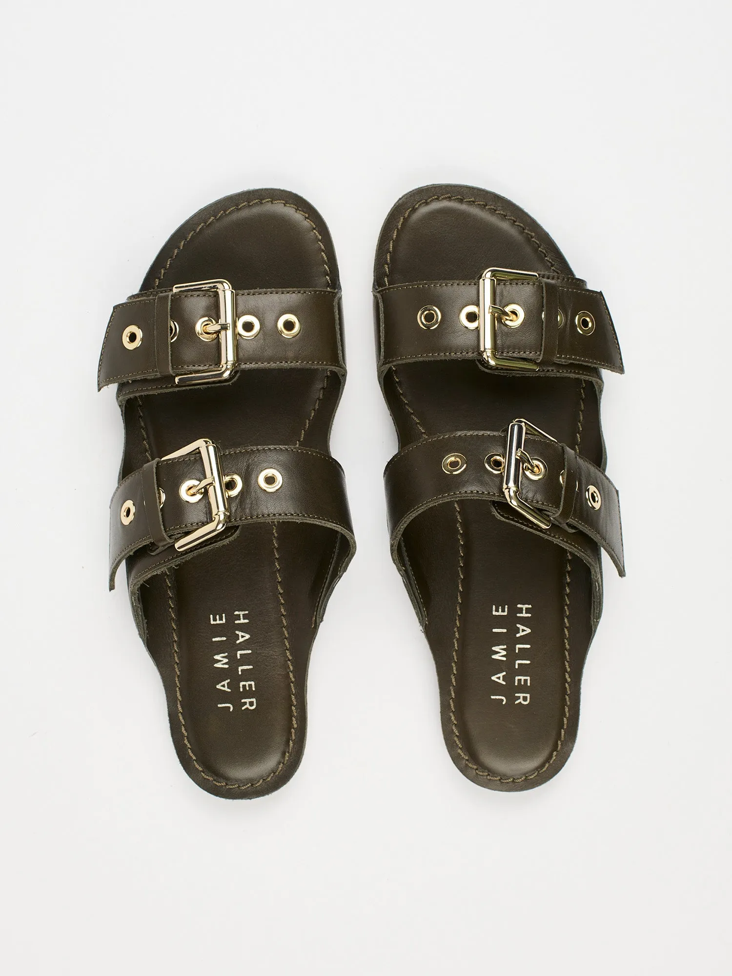 The Double Buckle Slide in Olive