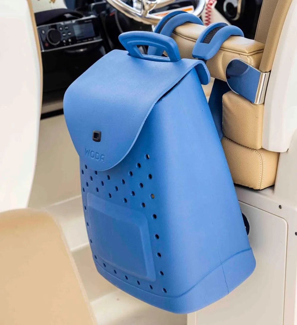 The Ultimate EVA Backpack | Washable, Lightweight and Durable | Zipper Pocket Dry Bag, For Beach, Pool, & Boat (High Tide Blue, Mini Woda Bag)