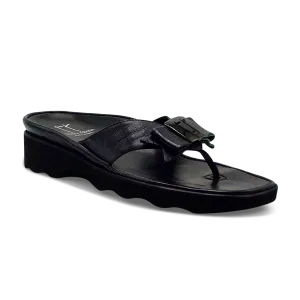 Thierry Rabotin Women's Kristen 1339 Black Taffetas Leather Pewter Button