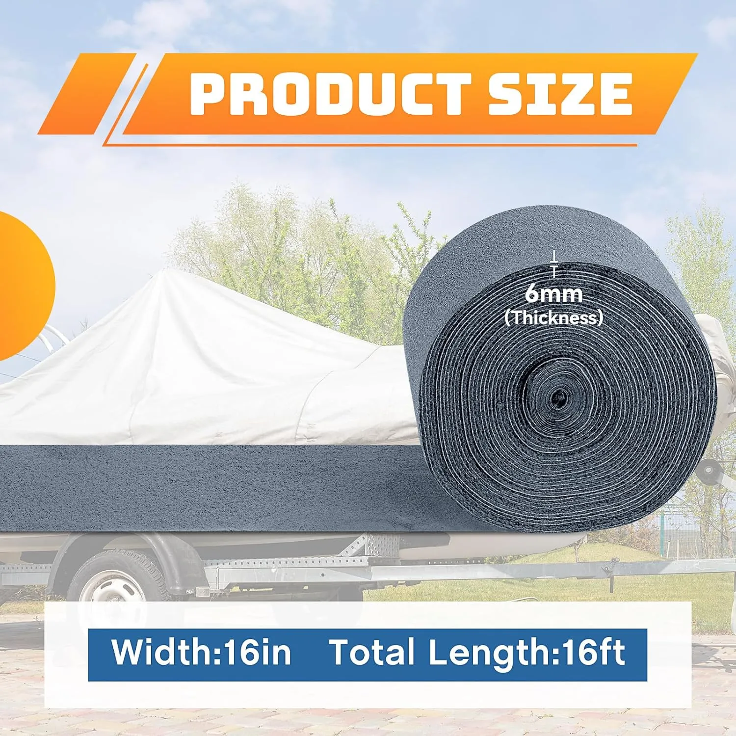 Timgle Boat Trailer Bunk Carpet Polyester Marine Grade Carpet for Trailer Bunks Boards Boat Guides Accessories Parts Replacement Padding for Outdoor