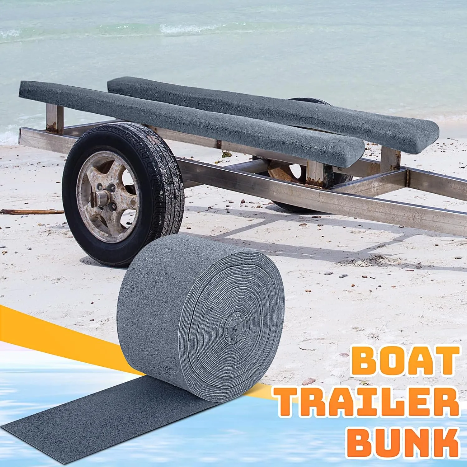 Timgle Boat Trailer Bunk Carpet Polyester Marine Grade Carpet for Trailer Bunks Boards Boat Guides Accessories Parts Replacement Padding for Outdoor